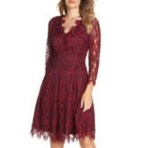 Eliza J Fit and Flare V neck dress